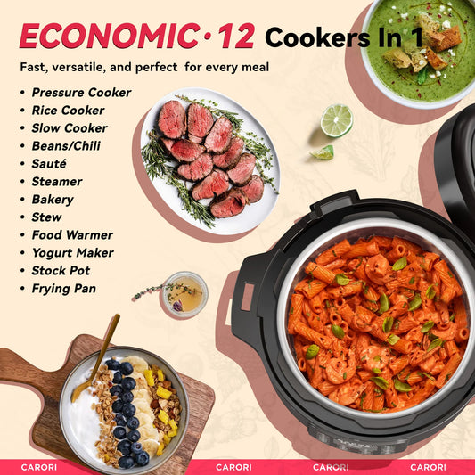 1200W 12-in-1 Electric Pressure Cooker 8Qt
