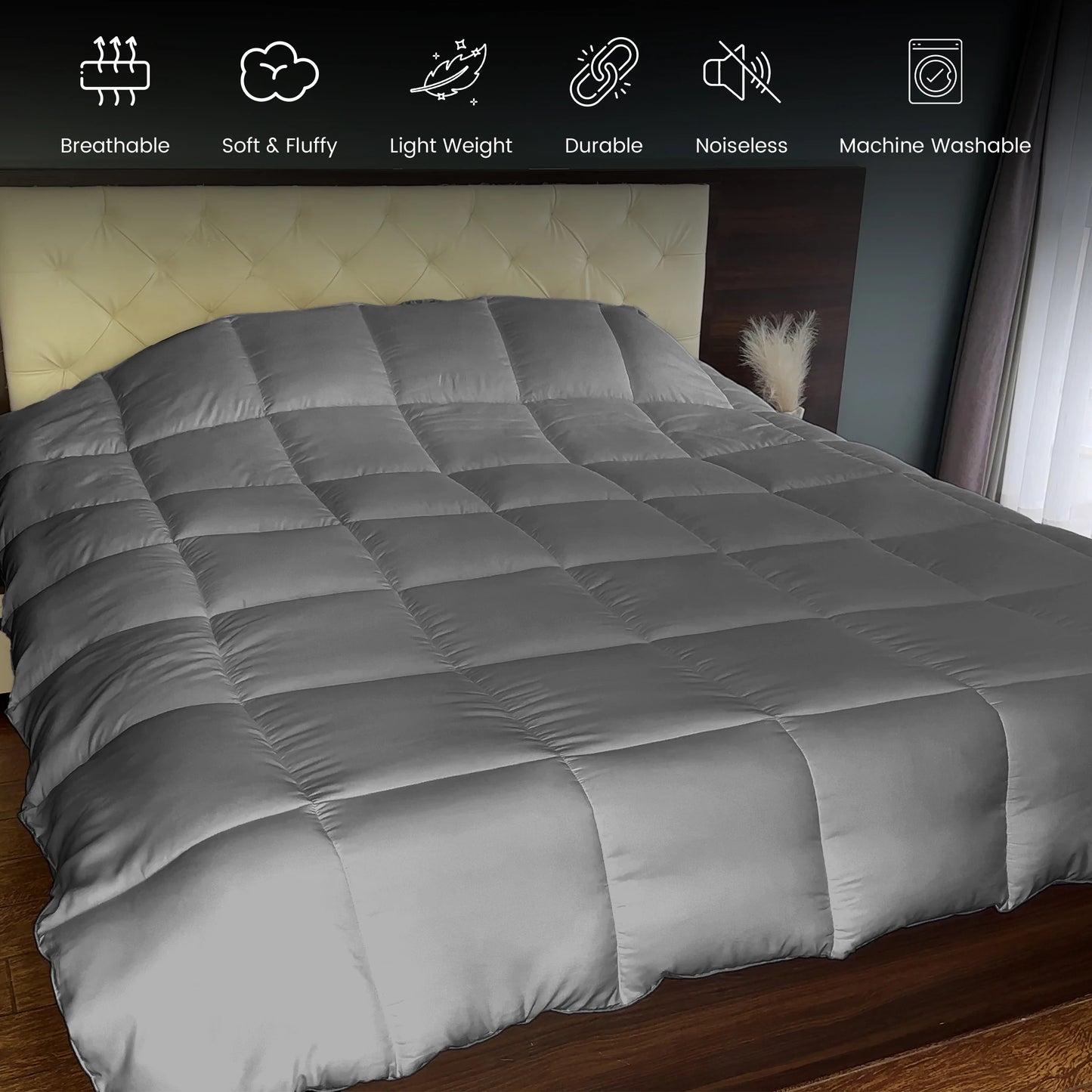 Decor Down Alternative Comforter – 1 Piece Fluffy Duvet Insert with Box Stitch Design – 102" x 90"