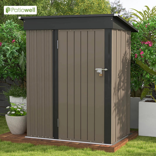 Patio well 5x3 FT Outdoor Storage Shed, Tool Shed with Sloping Roof and Lockable Door.