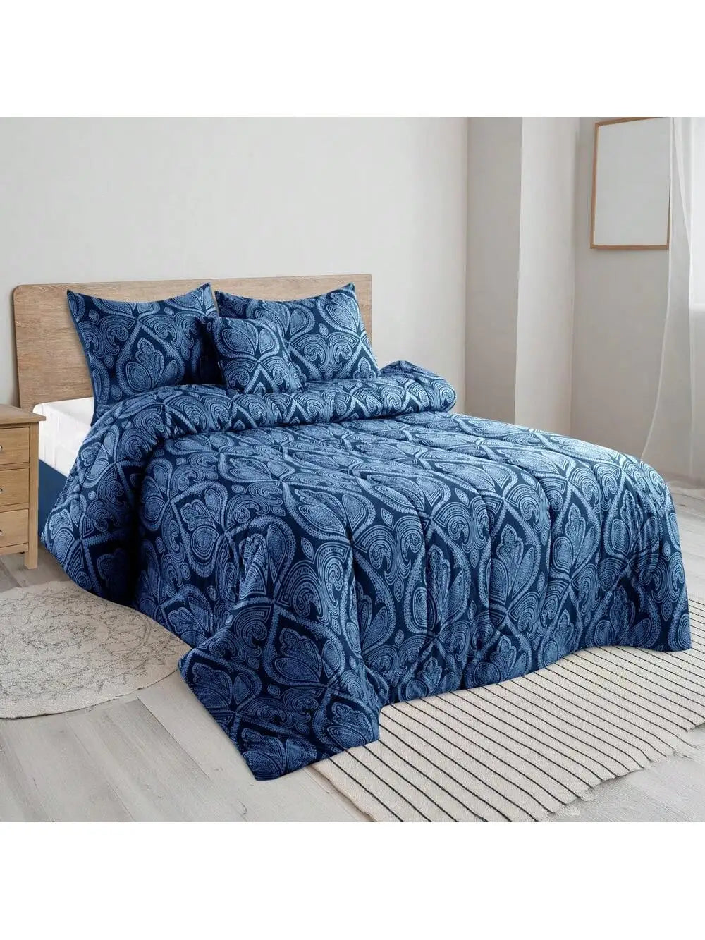 Lux Décor 5-Piece Reversible Comforter Set – Printed All-in-One, Bed-in-a-Bag.
