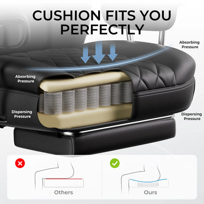 Big and Tall Gaming Chair with Pocket Spring, Lumbar Support Footrest