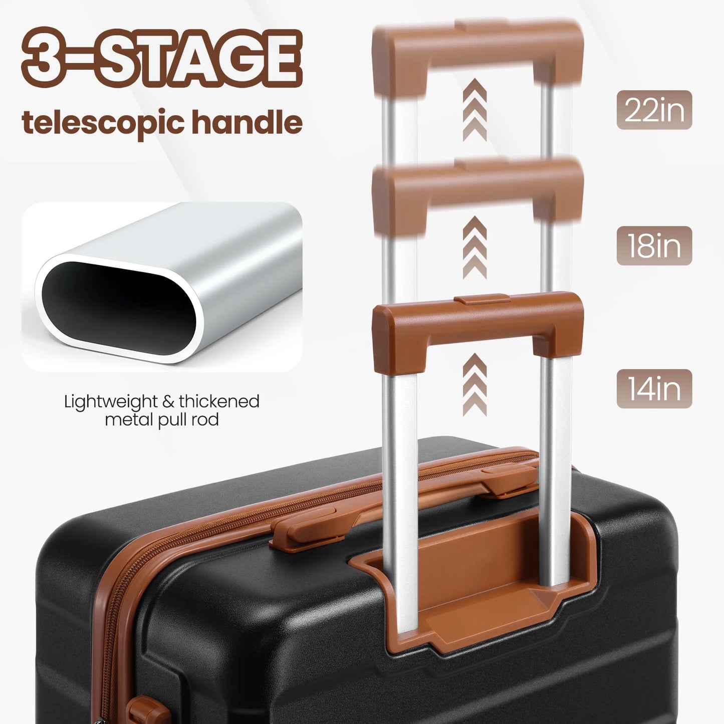 Luggage Sets 3/5 Piece Durable Suitcase, Dual-Spinner Wheel TSA Lock, Carry on Luggage.