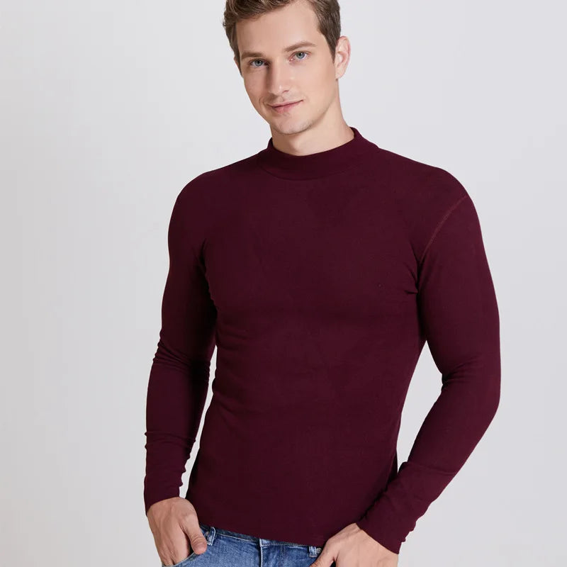 Thermal Underwear Shirt Men V Neck Fleece Sport Tops Long-Sleeved 5XL