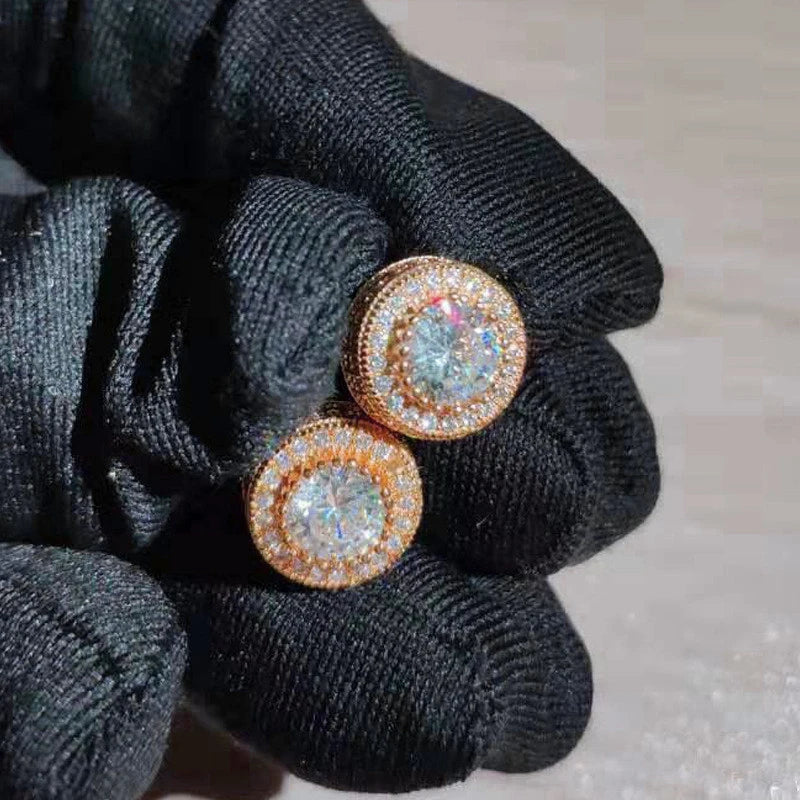 Female Austrian Crystal Round Earring White Gold, Yellow Gold, Color White Zircon For Women Jewelry.