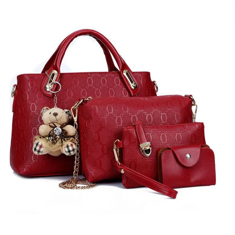 Multifunction 4pcs/Set Women Bag, PU Leather Luxury Designer Bags Handbag, Messenger Bag, Shoulder Bag, Wallet.