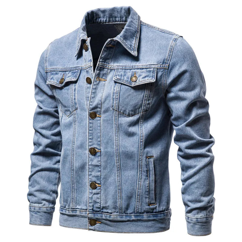 Men Denim Jackets  Fashion  Causal Oversized Casual Black Blue Denim