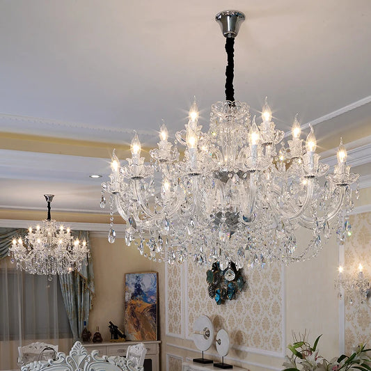 Modern European Style Gold/Silver Clear Crystal Chandelier, K9 Hanging Light Fixture, Clear Crystal Home Lighting Decor.