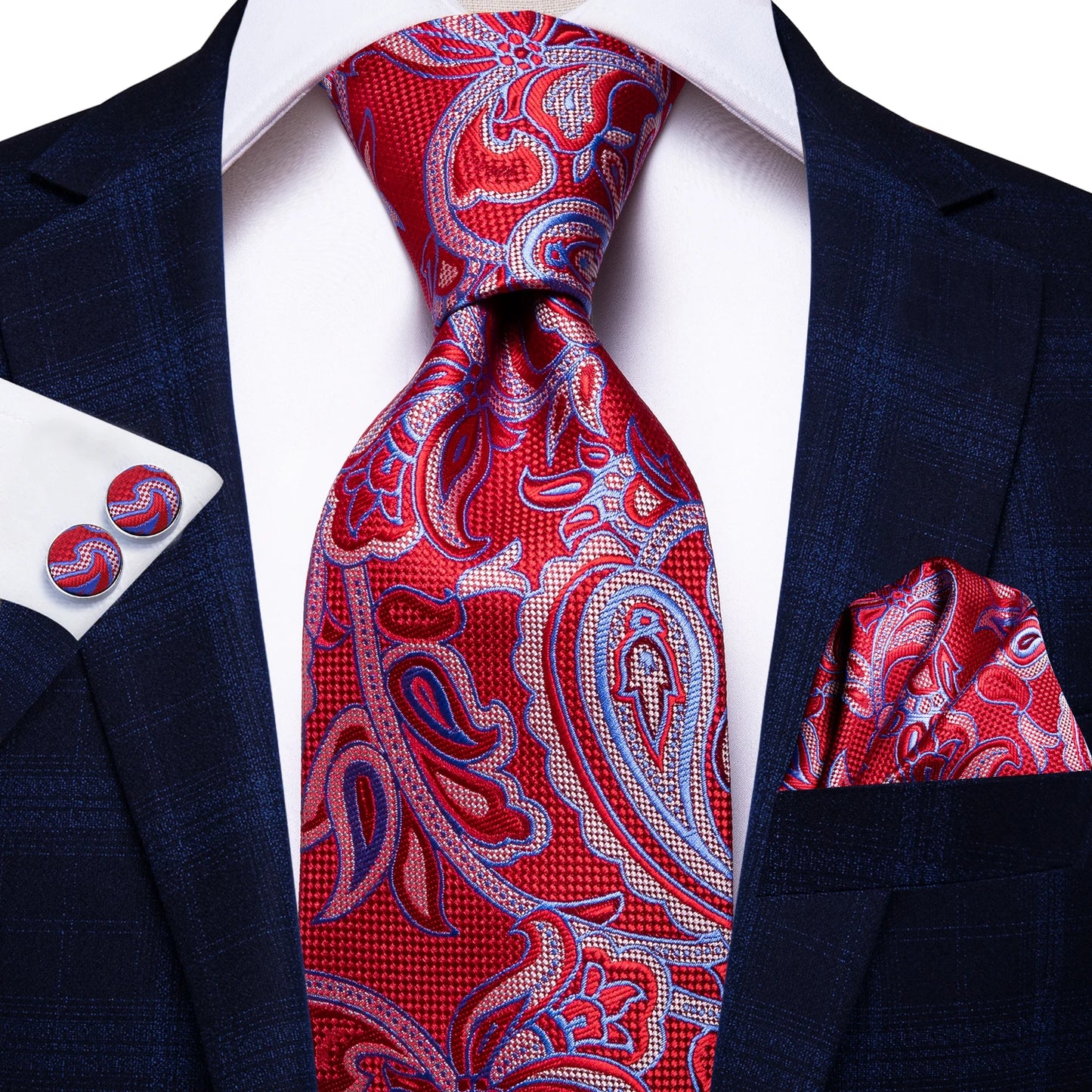 Hi-Tie Paisley Wine Red 100% Silk Men Neck Ties 8.5cm  Formal, Business Luxury Neckties.