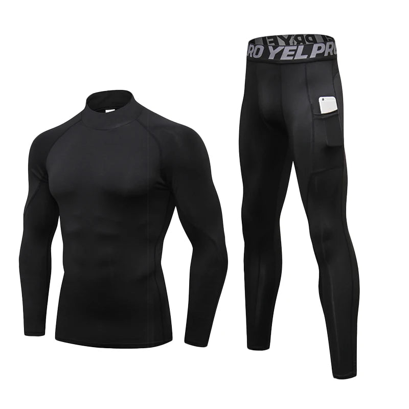 Thermal Underwear Sets Men High Collar Winter Long Johns