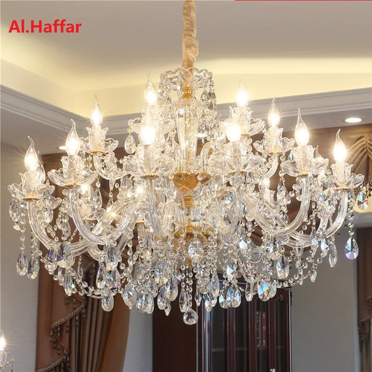 Modern European Style Gold/Silver Clear Crystal Chandelier, K9 Hanging Light Fixture, Clear Crystal Home Lighting Decor.