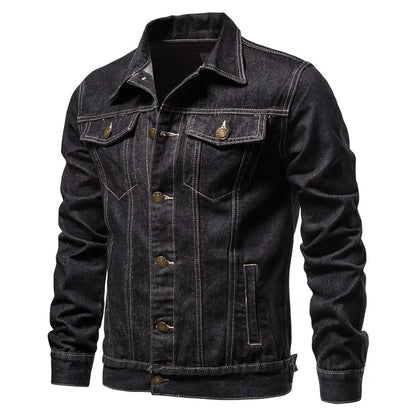 Men Denim Jackets  Fashion  Causal Oversized Casual Black Blue Denim