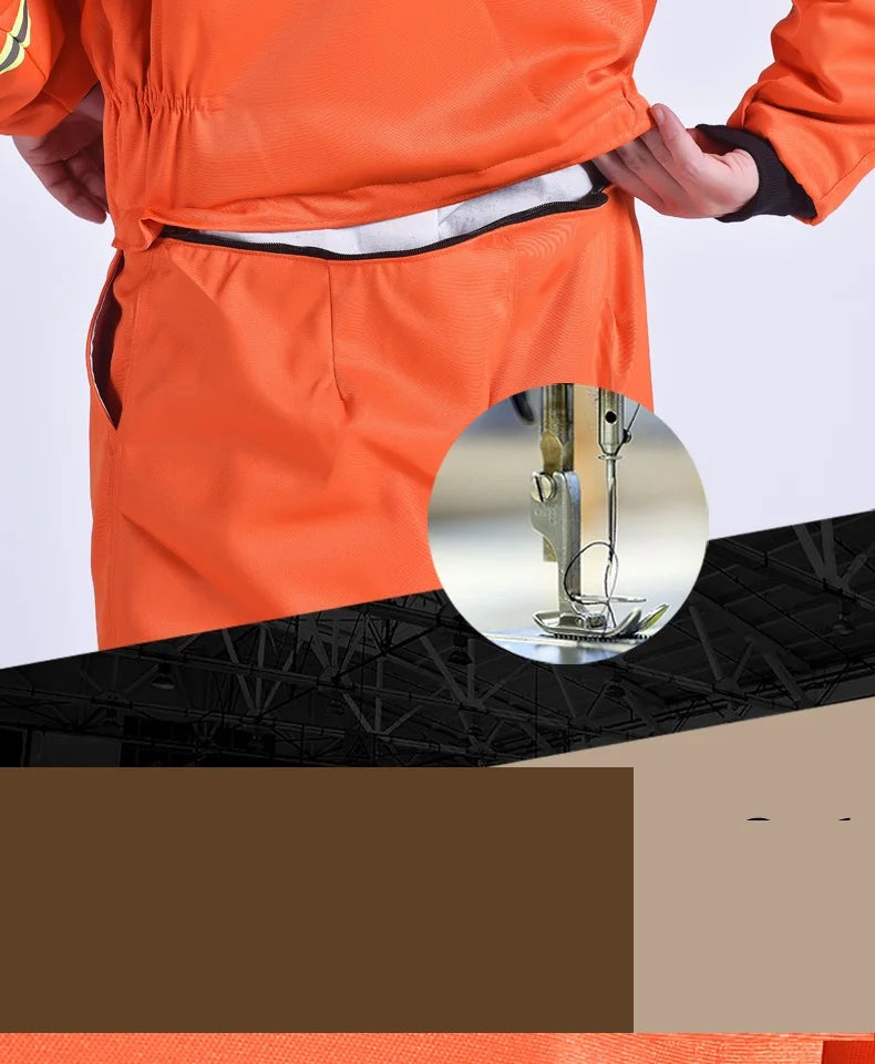 Winter Overalls Warm Cotton Padded Hooded Work Clothing, Dust-proof Anti Fouling Working Coveralls.