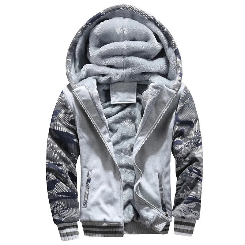 Men Jacket's Camouflage Thicken Winter Jackets for Men ,Fleece Long Sleeve Coat Casual Hoodies Streetwear.