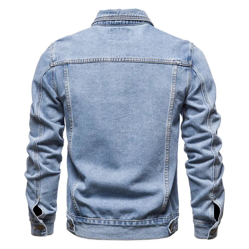 Men Denim Jackets  Fashion  Causal Oversized Casual Black Blue Denim