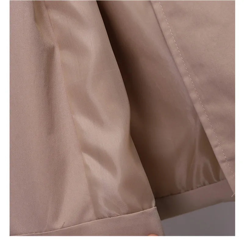 Double-breasted Women's Windbreaker, Spring/Summer, Turn down collar, Plus Size, Trench Coat