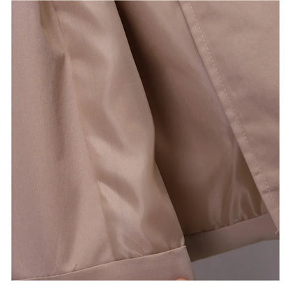 Double-breasted Women's Windbreaker, Spring/Summer, Turn down collar, Plus Size, Trench Coat