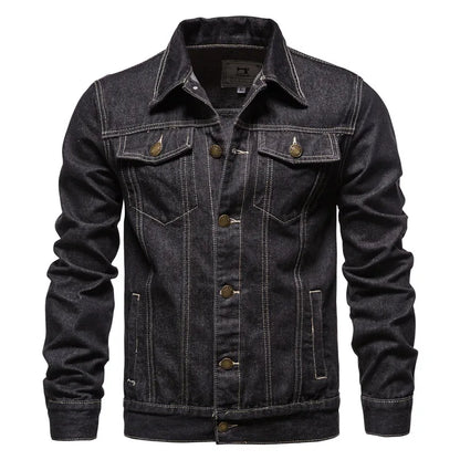 Men Denim Jackets  Fashion  Causal Oversized Casual Black Blue Denim