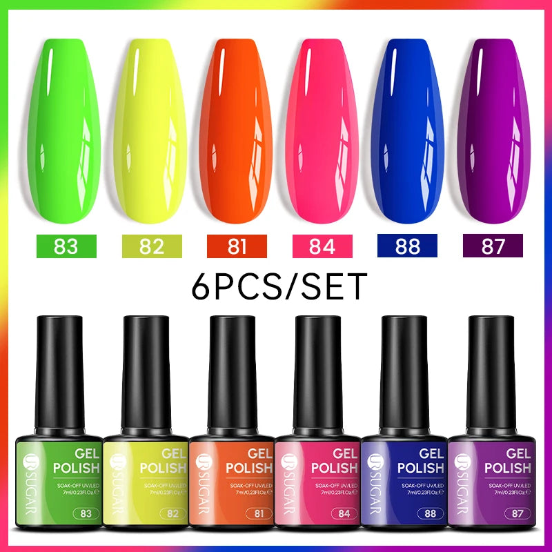 7ml All Season Gel Nail Polish Set, Nude Pink, Red Glitter, Semi Permanent UV Gel Kits.