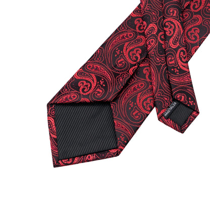Hi-Tie Paisley Wine Red 100% Silk Men Neck Ties 8.5cm  Formal, Business Luxury Neckties.