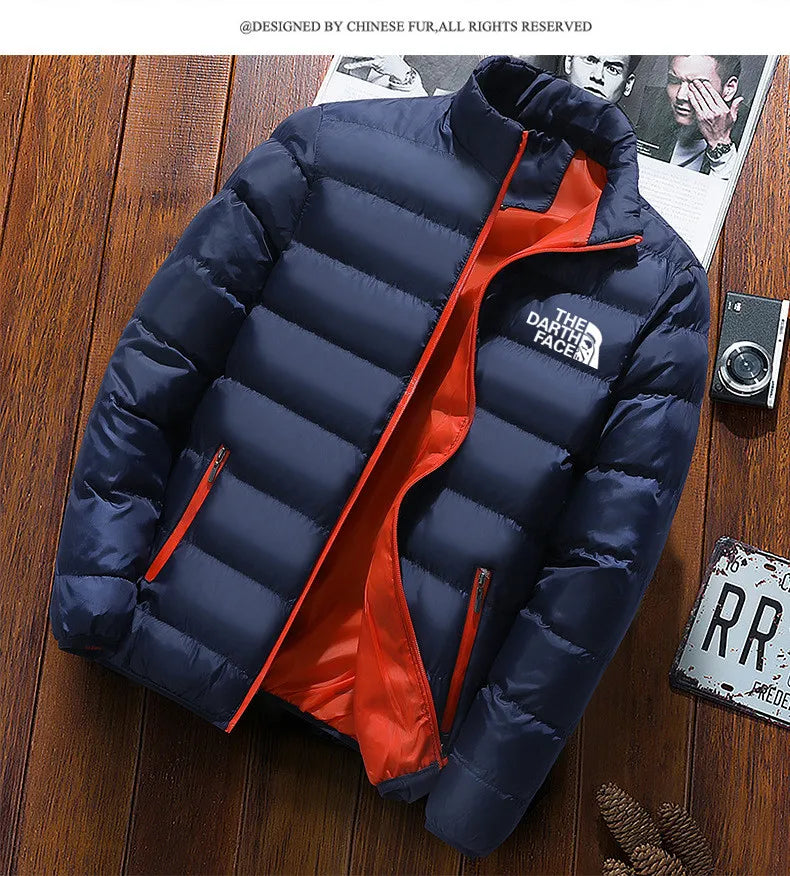 2024 men trendy casual wear, new warm parka winter coat solid color, stand up collar zipper windproof cotton jacket.