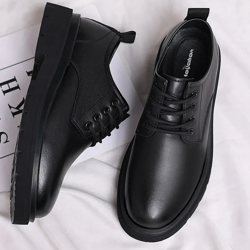 Men Soft Leather Breathable Casual Shoes, Spring, Autumn Season, Comfortable Business Formal Flats.