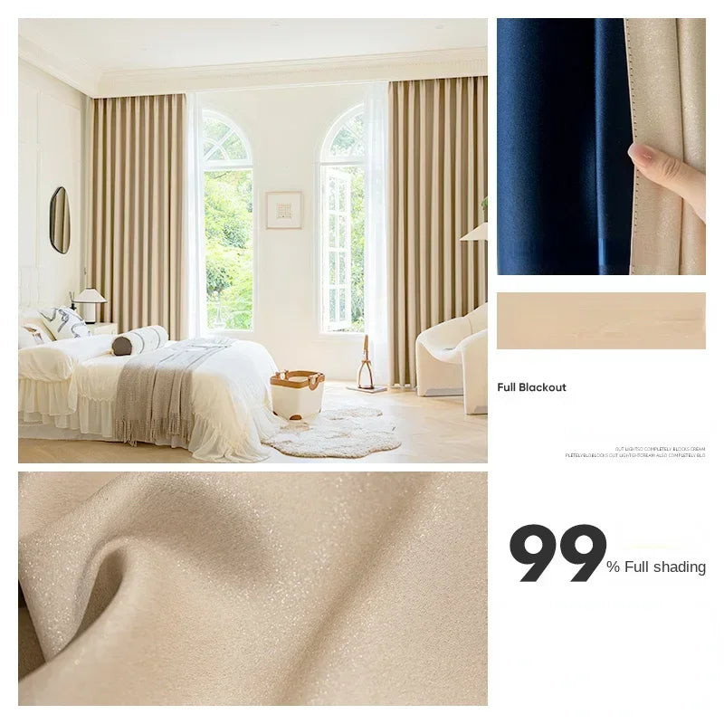 Bedroom Full Blackout Drapes, Bay Window Curtain, Insulated Living Room Drape, Balcony Sun Protection