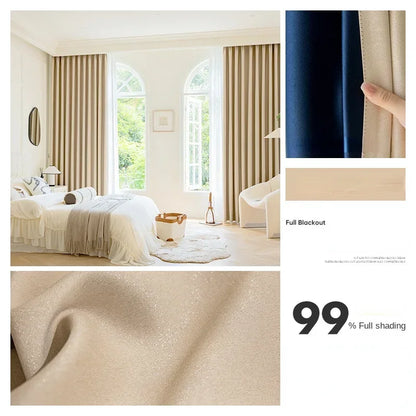 Bedroom Full Blackout Drapes, Bay Window Curtain, Insulated Living Room Drape, Balcony Sun Protection