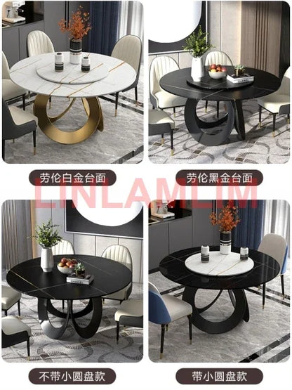 Linlamlim Dining Room furniture, sintered stone Table Set Featuring Leather Chairs.