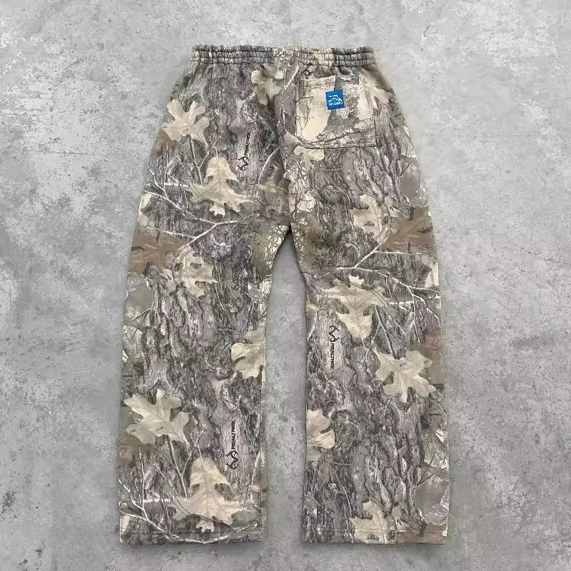 2 Pcs Outerwear Co-ords,Y2K Retro Camo Men Zipper Hoodie Camouflage Streetwear, Hip Hop Unisex Oversized Sweatshirt Sets.