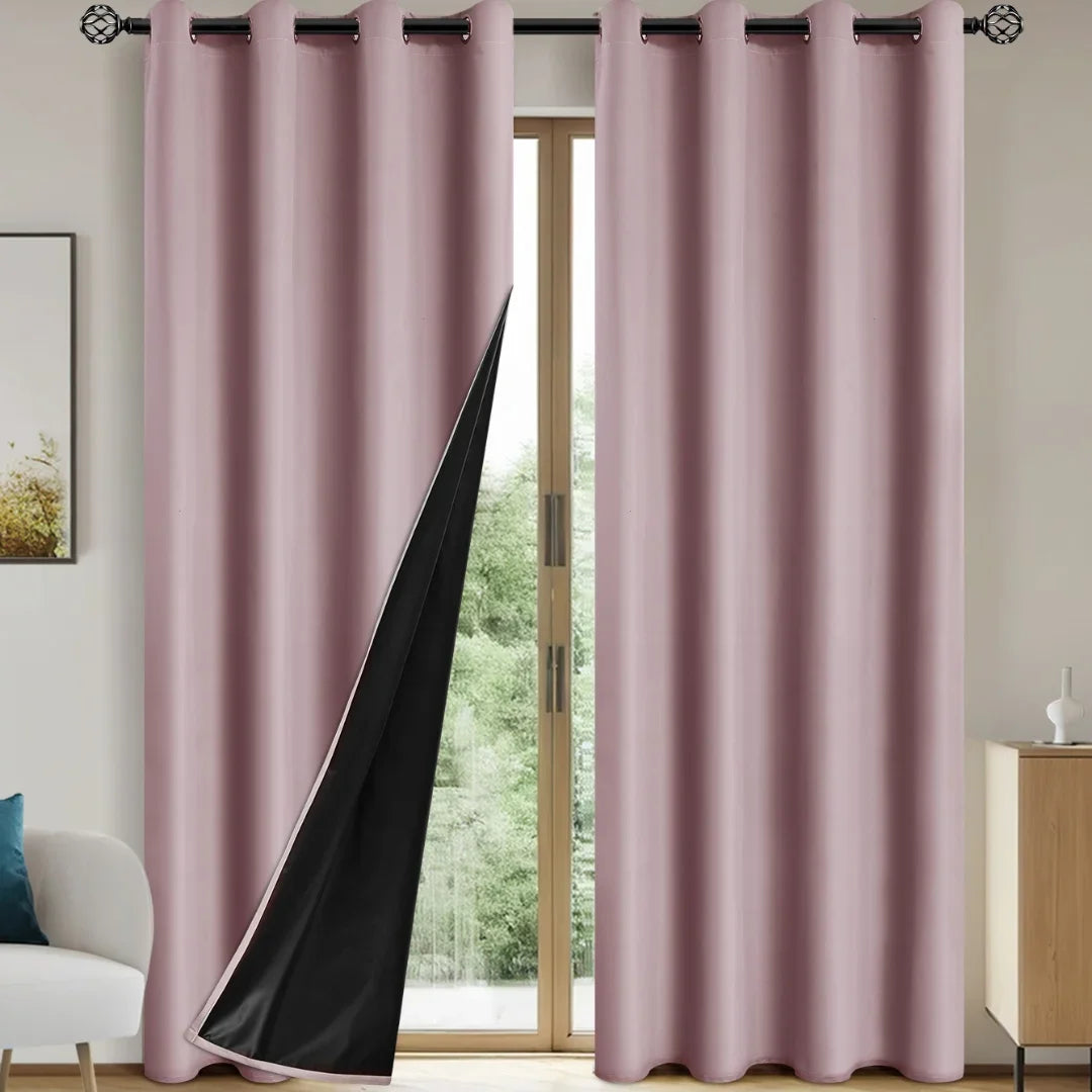 2pcs Modern Blackout Curtains - UV Protection, Heat-Resistant, Light-Blocking Drapes.