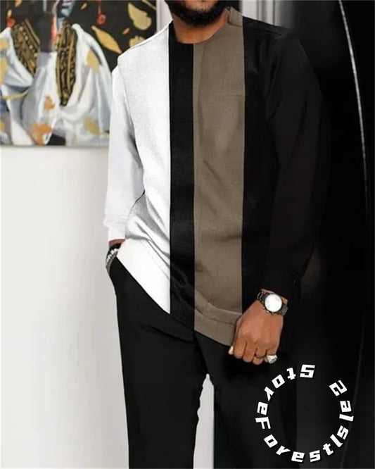 African Clothing Set for Men Casual Walking Suit Over size Streetwear.