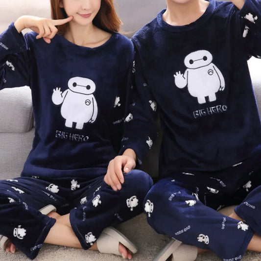 2pcs/Set Fall And Winter Coral Fleece Couple Pajamas.