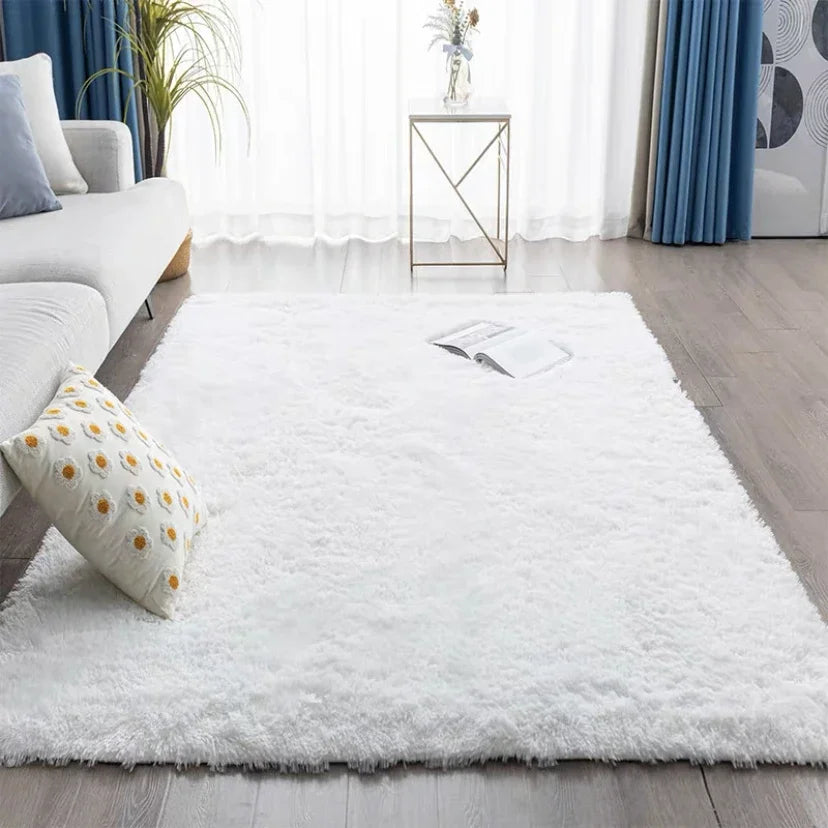 Tapis gris pour salon, tapis moelleux antidérapants pour chambre à coucher.