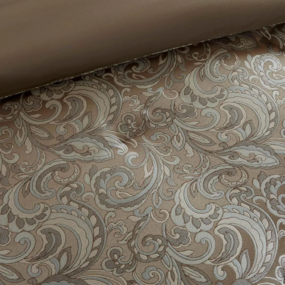 Bristol Collection 24-Piece Bedding Set, with Faux Silk Comforter and Paisley Jacquard Design Curtains.