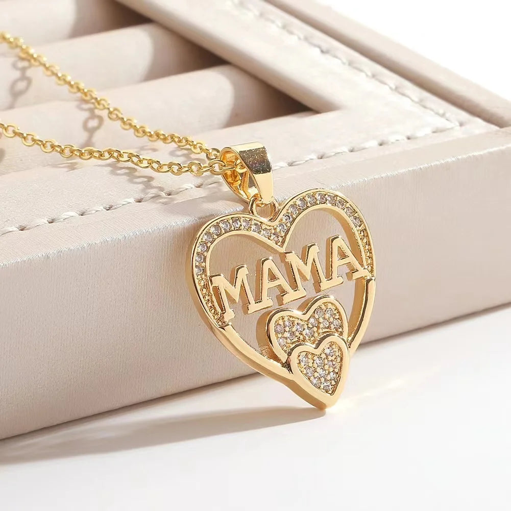 Elegant and Minimalist Women Love Necklace, MOM Pendant as A Mother's Day Gift.