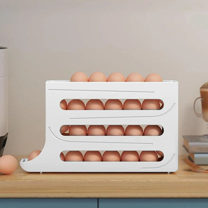 4 Tiers Egg Holder for Fridge, Automatic Egg Rolling Rack, 30 Eggs Storage