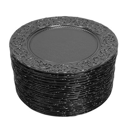 Plates 100-Piece Set Round Reusable Serving Plates, Gold, Black, Silver, Green