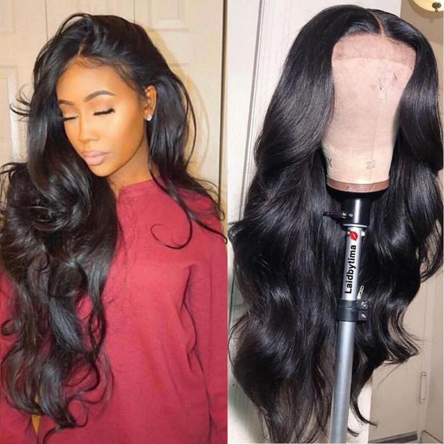 Synthetic Wig Long Lace Black Wavy Wig for Women