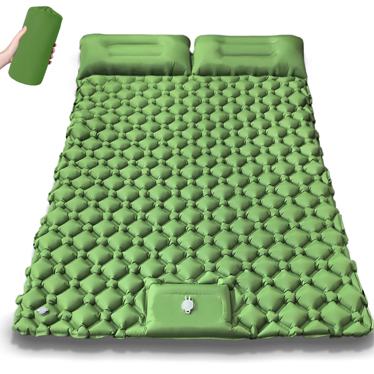Double Air Mattress Camping Blow Up Bed w/Built-in Pump, Waterproof Portable Thickened for Outdoor Travel.