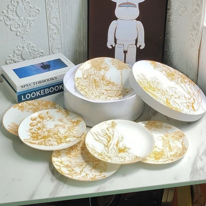 Dinner Plate Six Plates of Dishes,  Color Drawing Ceramic