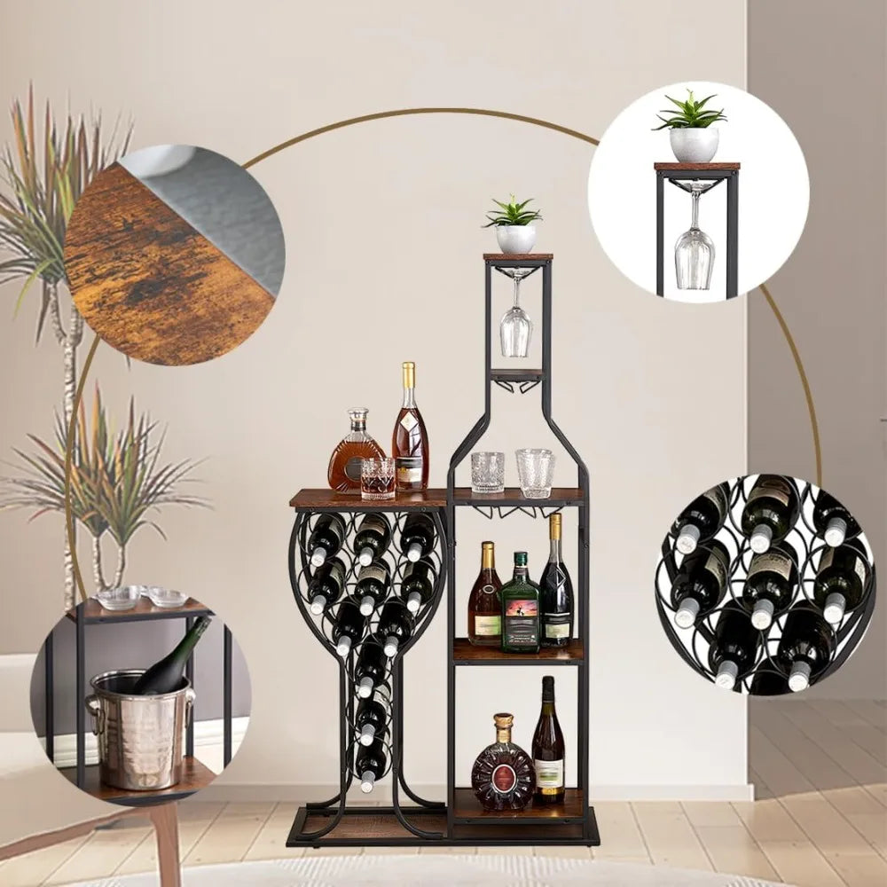 5-Tier Wine Rack Freestanding 11 Bottles Modern Wine Holder