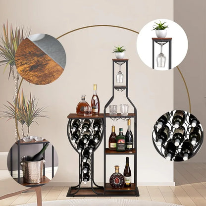 5-Tier Wine Rack Freestanding 11 Bottles Modern Wine Holder