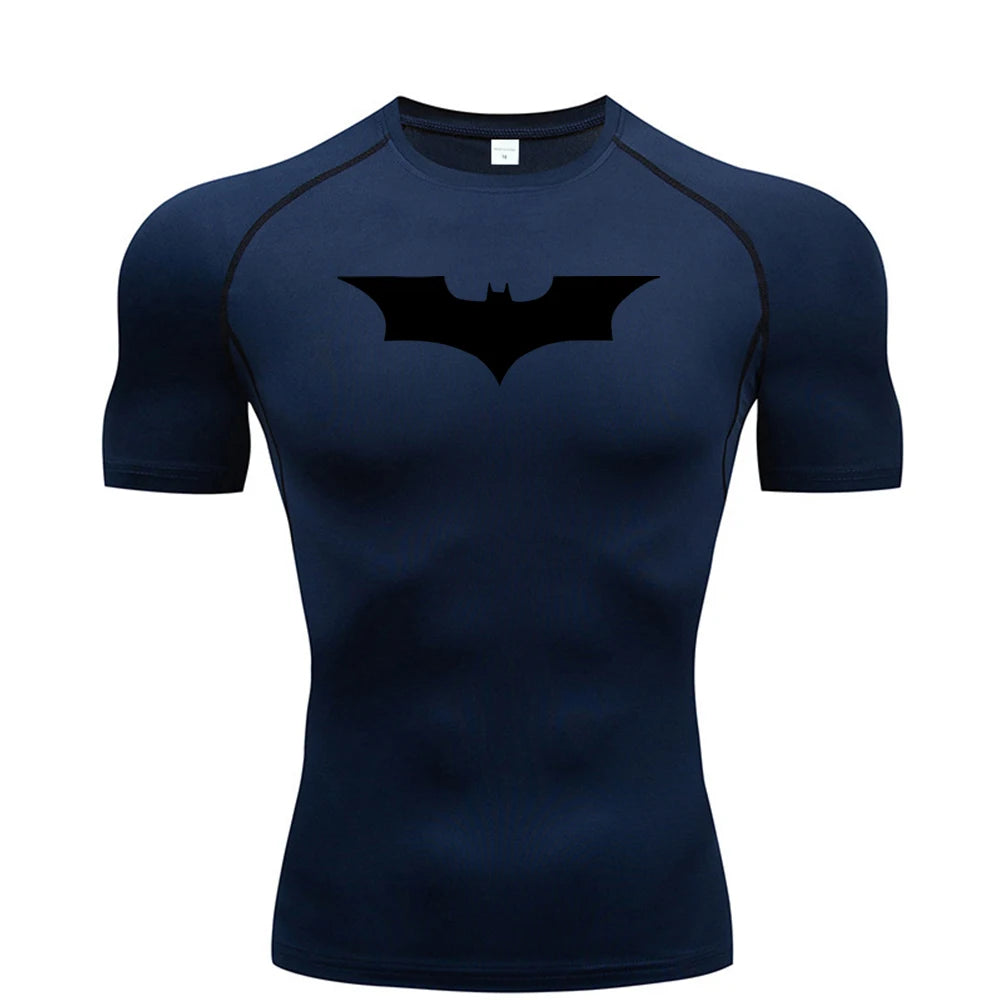 Bat man Printed Men's Tight T-Shirt Running Compression , T Shirt Gym Fitness , Short Sleeve Male Casual Shirt Tops