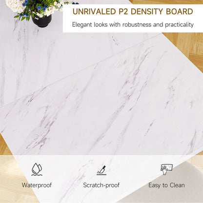 71 Inch Rectangular Dining Table for 6 to 8 People,  Marble  Kitchen Table Gold.