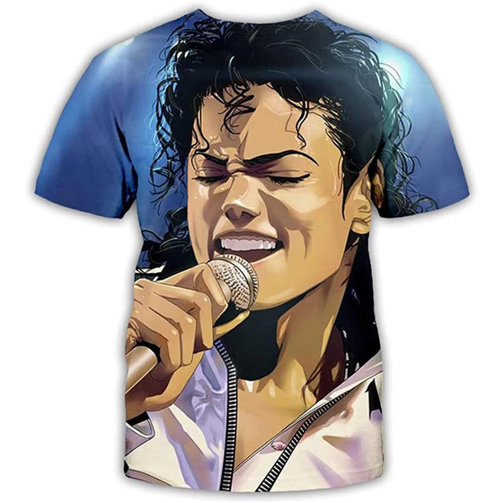 Summer fashion Michael Jackson hip-hop retro casual men streetwear short sleeved.