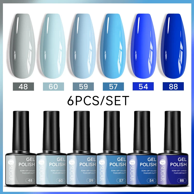 7ml All Season Gel Nail Polish Set, Nude Pink, Red Glitter, Semi Permanent UV Gel Kits.