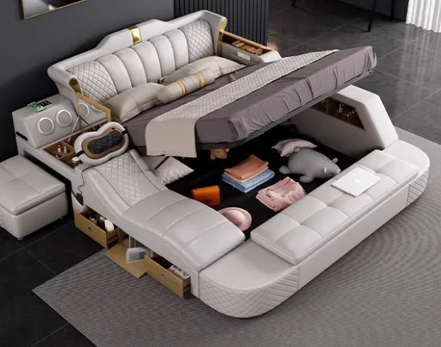 Wood Luxury Bedroom  Modern  Queen King Size Bed