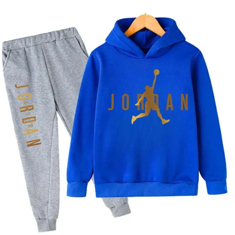 Warm Slam Dunk Master Pattern Printed Children Set, Hoodie+Pant Suit 2pcs Set.