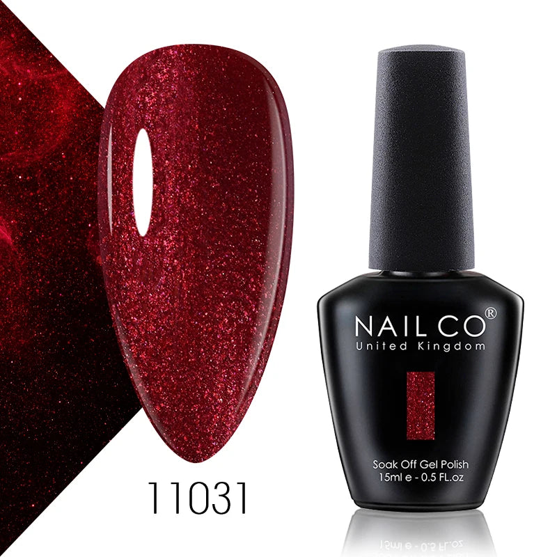 NAILCO 15ml Color Gel Nail Polish Soak Off, Hybrid Varnishes Manicure, UV&LED Nail Gel Semi Permanent Lacquer Base Top Coat.