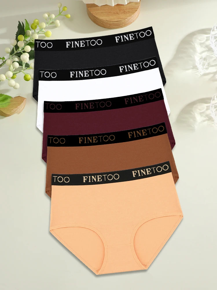 FINETOO 5PCS Cotton Seamless High Waist Underwear, Women's Belts Panties Low Waist, Plus Size Lingerie New.